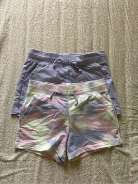 Girls' Lavender and Pastel Tie-Dye Knit Shorts with Drawstring Bundle of 2